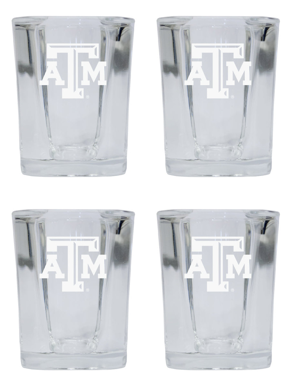 Texas A&M Aggies 2 Ounce Square Shot Glass laser etched logo Design 4-Pack