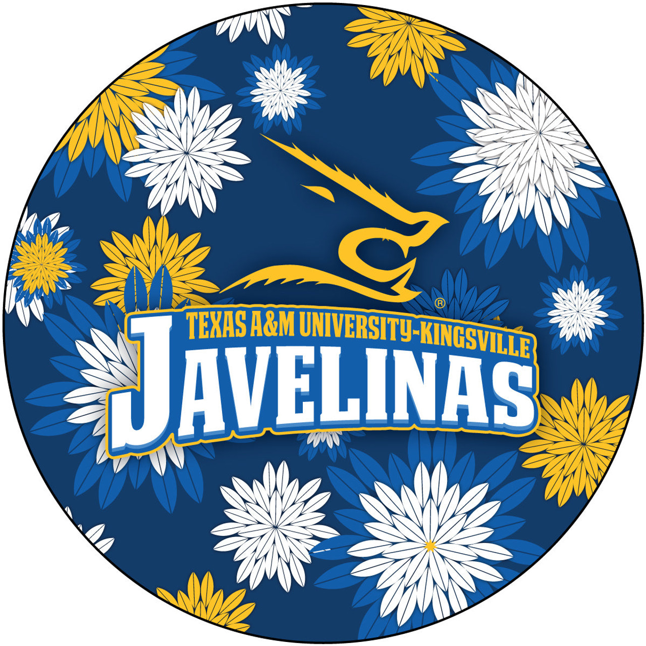 Texas A&M Kingsville Javelinas 4 Inch Round Floral Magnet