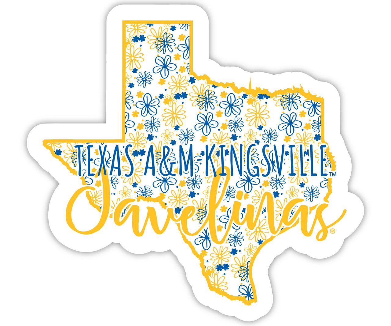 Texas A&M Kingsville Javelinas Floral State Die Cut Decal 2-Inch
