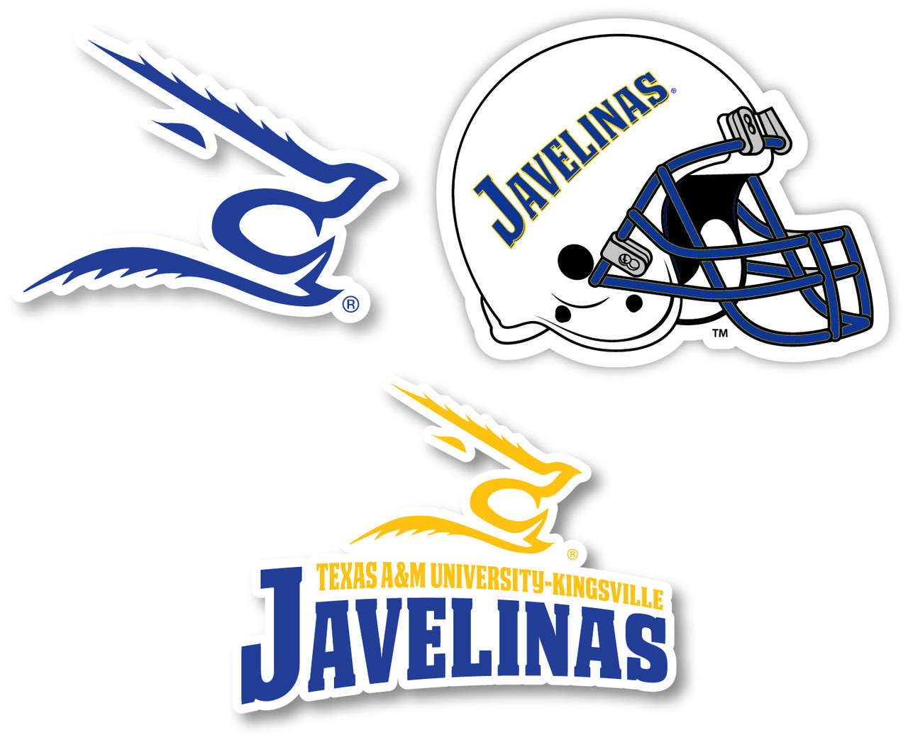 Texas A&M Kingsville Javelinas Vinyl Decal Sticker 3 Pack 4-Inch Each