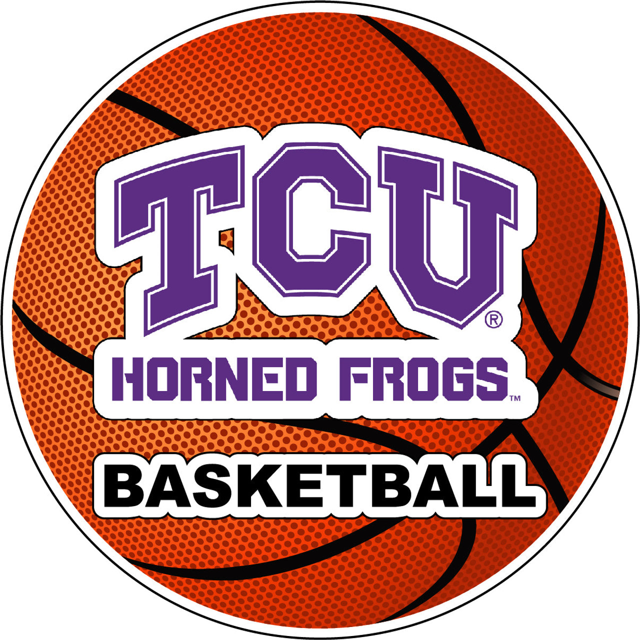 Texas Christian University 4-Inch Round Basketball Vinyl Decal Sticker