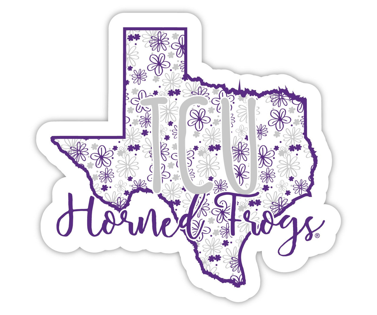 Texas Christian University Floral State Die Cut Decal 4-Inch