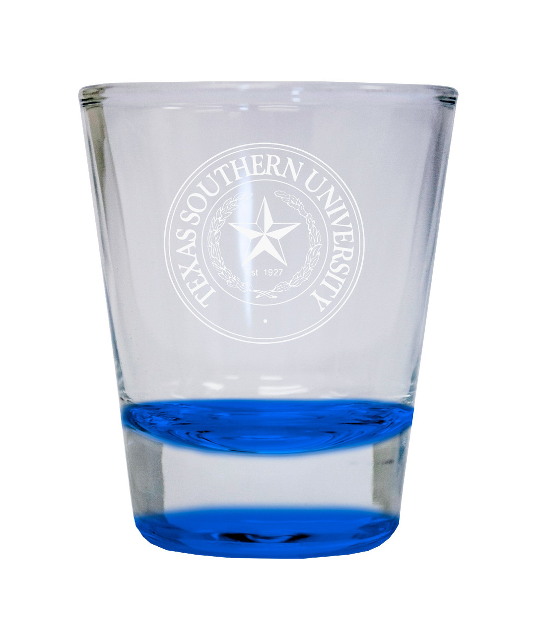 Texas Southern University Etched Round Shot Glass 2 oz Blue