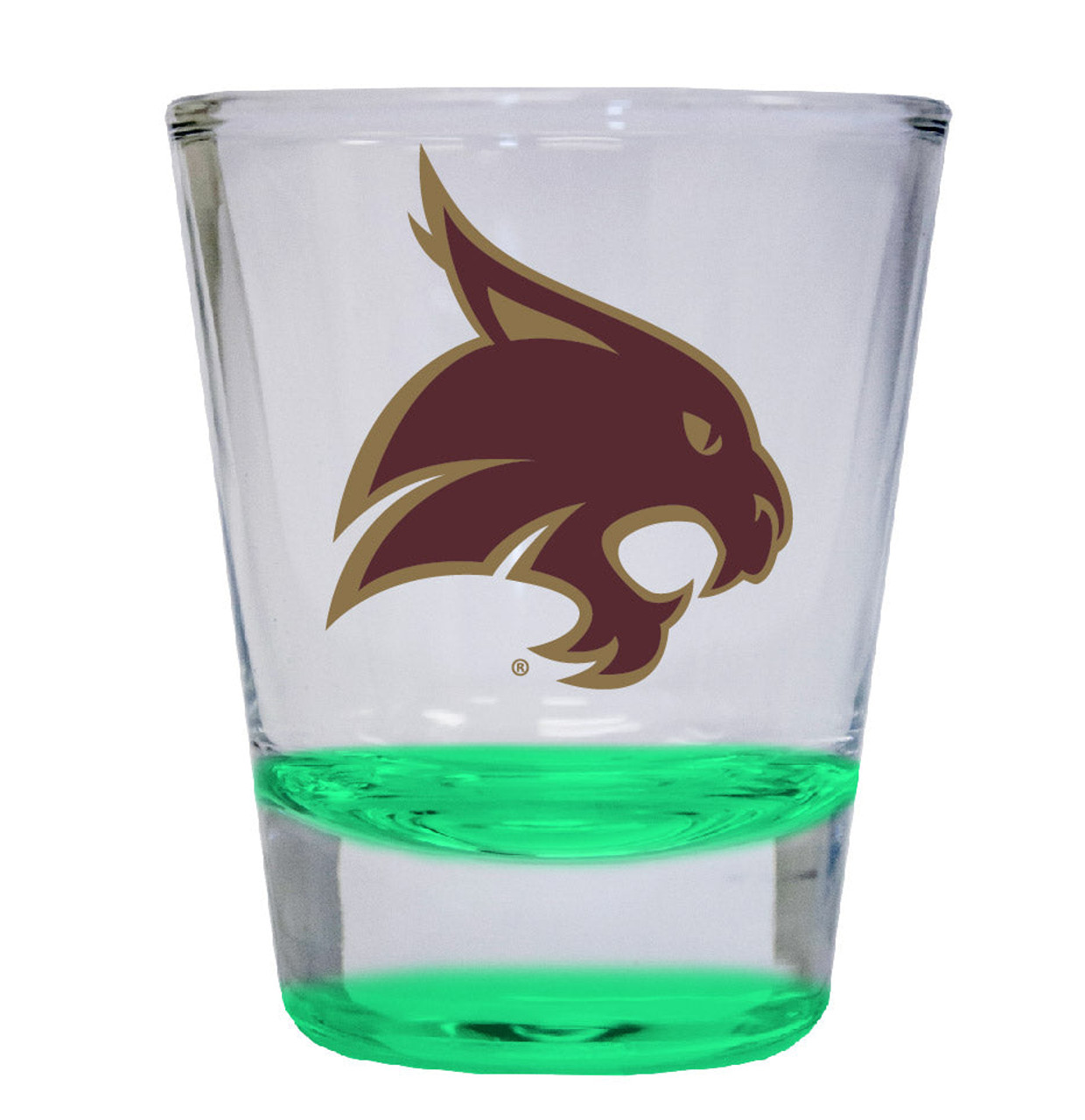 Texas State Bobcats 2 ounce Color Etched Shot Glasses