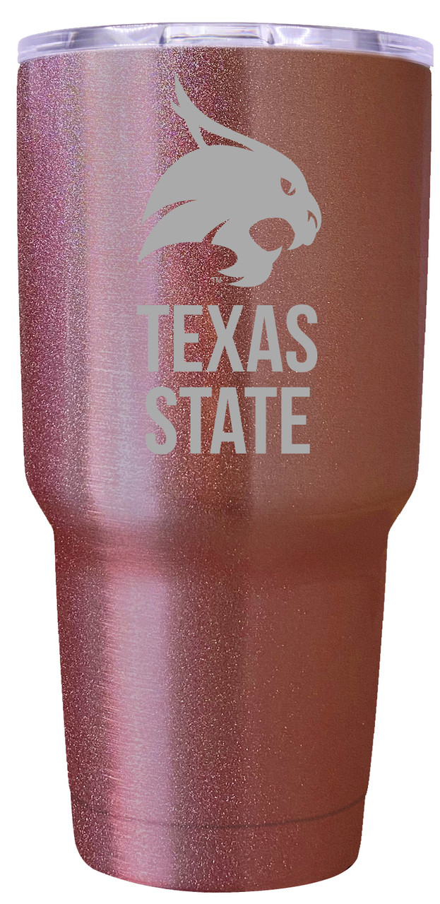 Texas State Bobcats 24 oz Insulated Tumbler Etched - Rose Gold