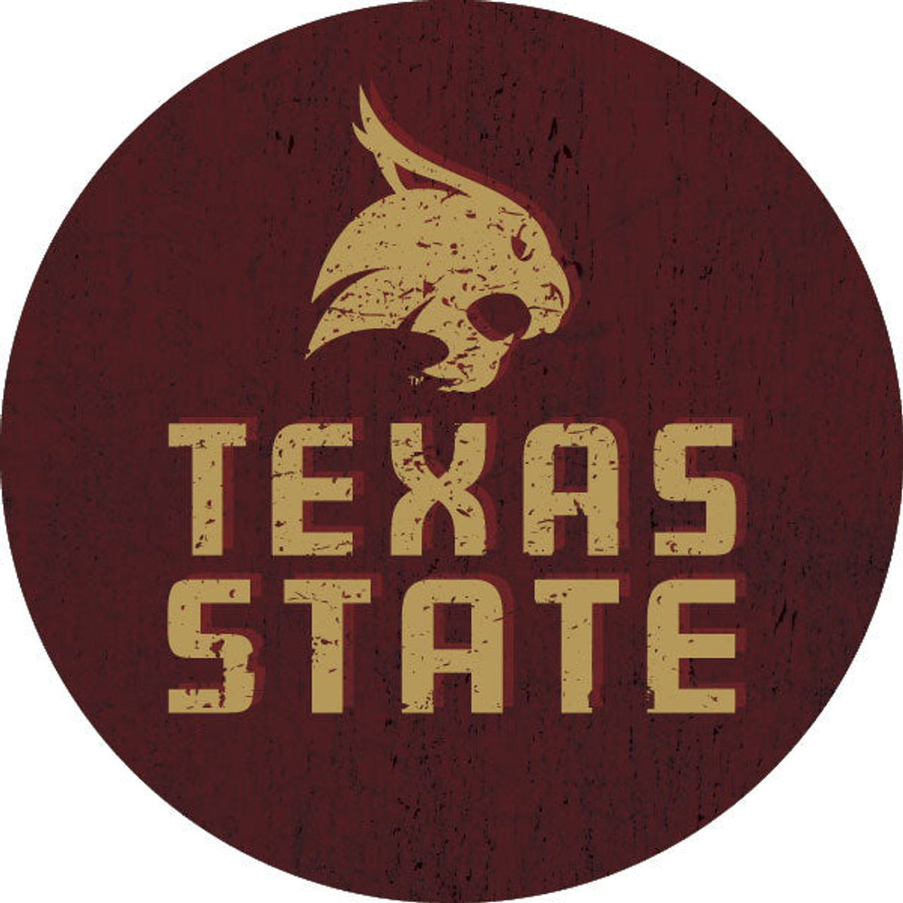 Texas State Bobcats Distressed Wood Grain 4 Inch Round Magnet