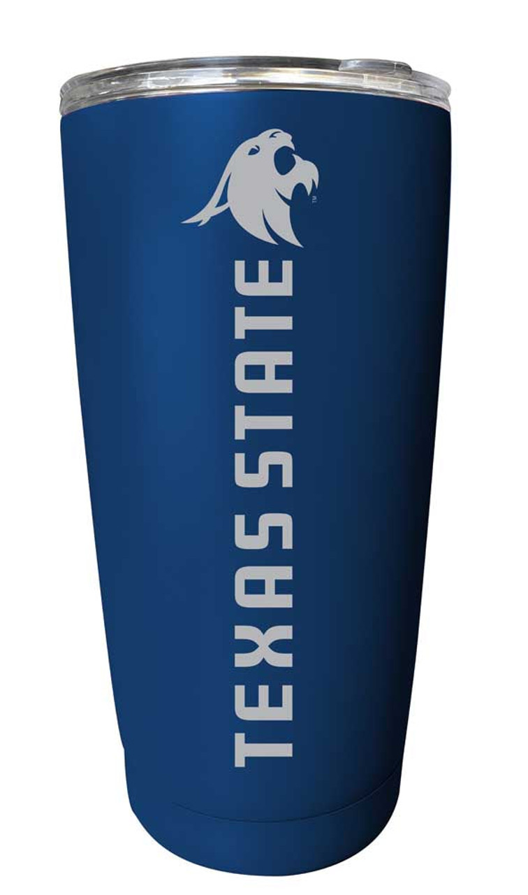 Texas State Bobcats Etched 16 oz Stainless Steel Tumbler (Choose Your Color)