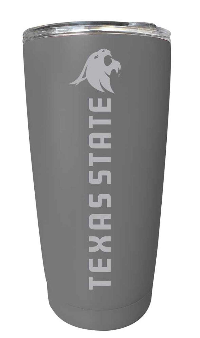 Texas State Bobcats Etched 16 oz Stainless Steel Tumbler (Gray)