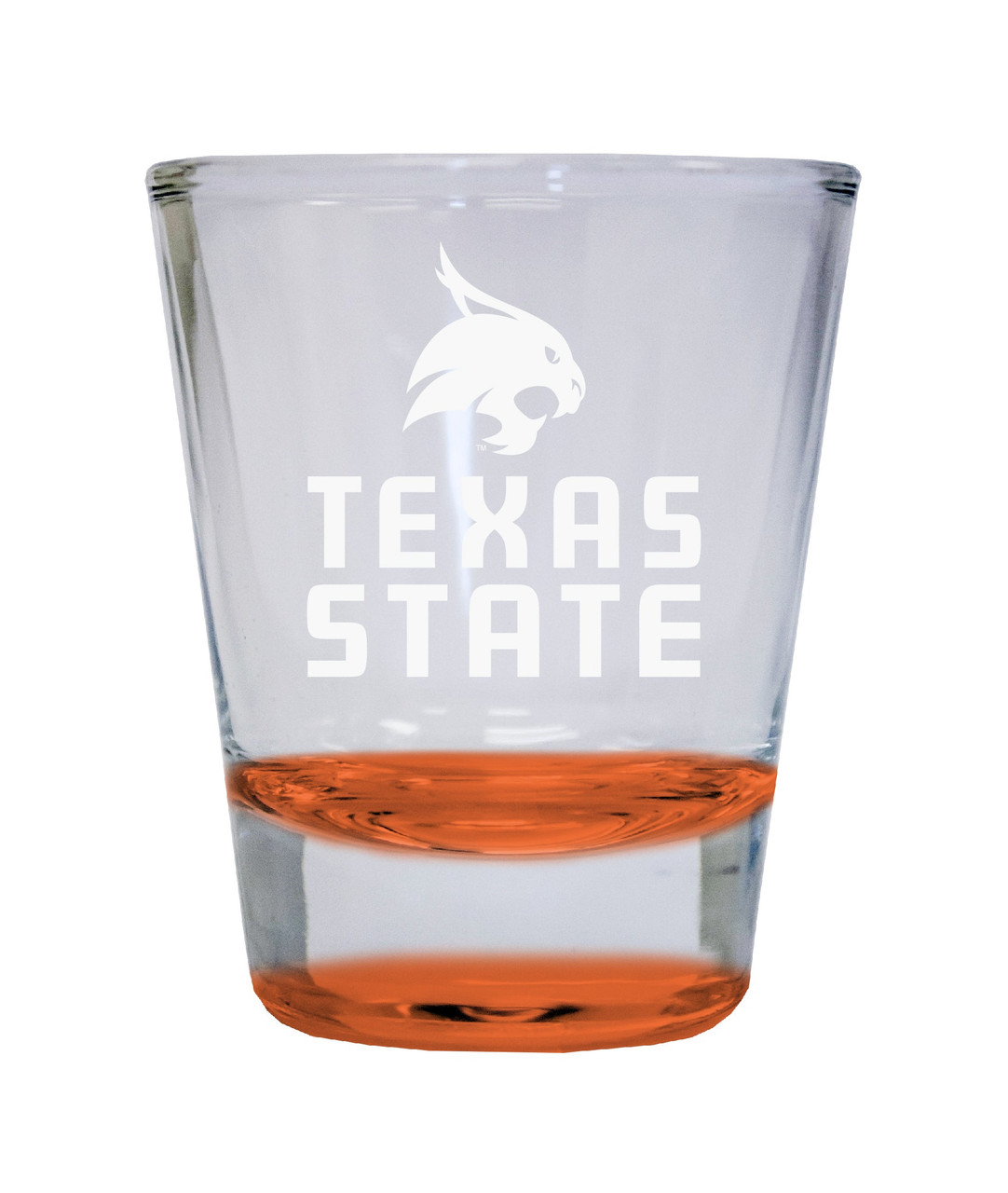 Texas State Bobcats Etched Round Shot Glass 2 oz Orange