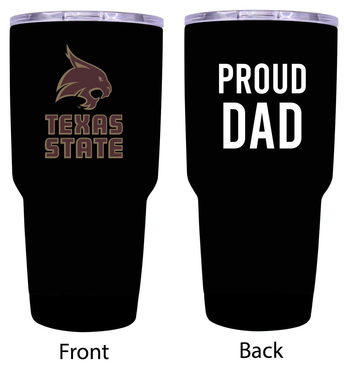 Texas State Bobcats Proud Dad 24 oz Insulated Stainless Steel Tumblers Choose Your Color.