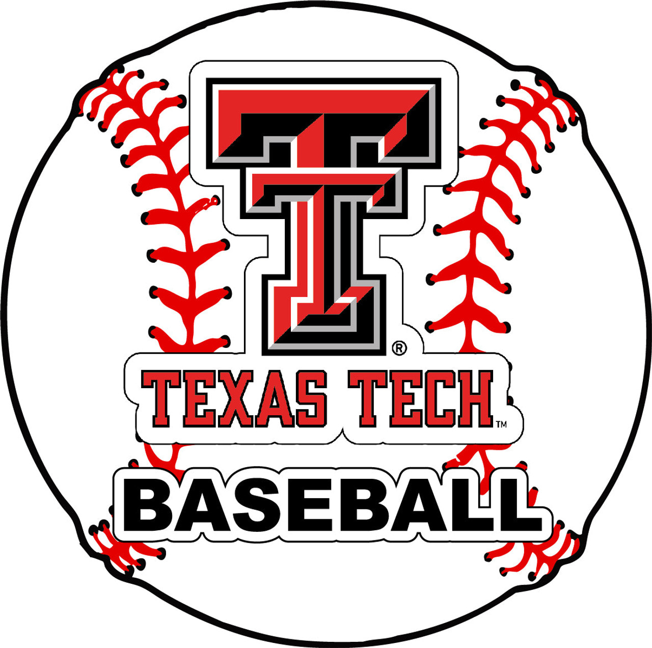 Texas Tech Red Raiders 4-Inch Round Baseball Vinyl Decal Sticker
