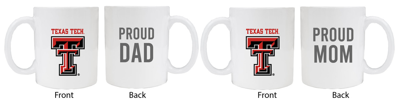 Texas Tech Red Raiders Proud Mom And Dad White Ceramic Coffee Mug 2 pack (White).