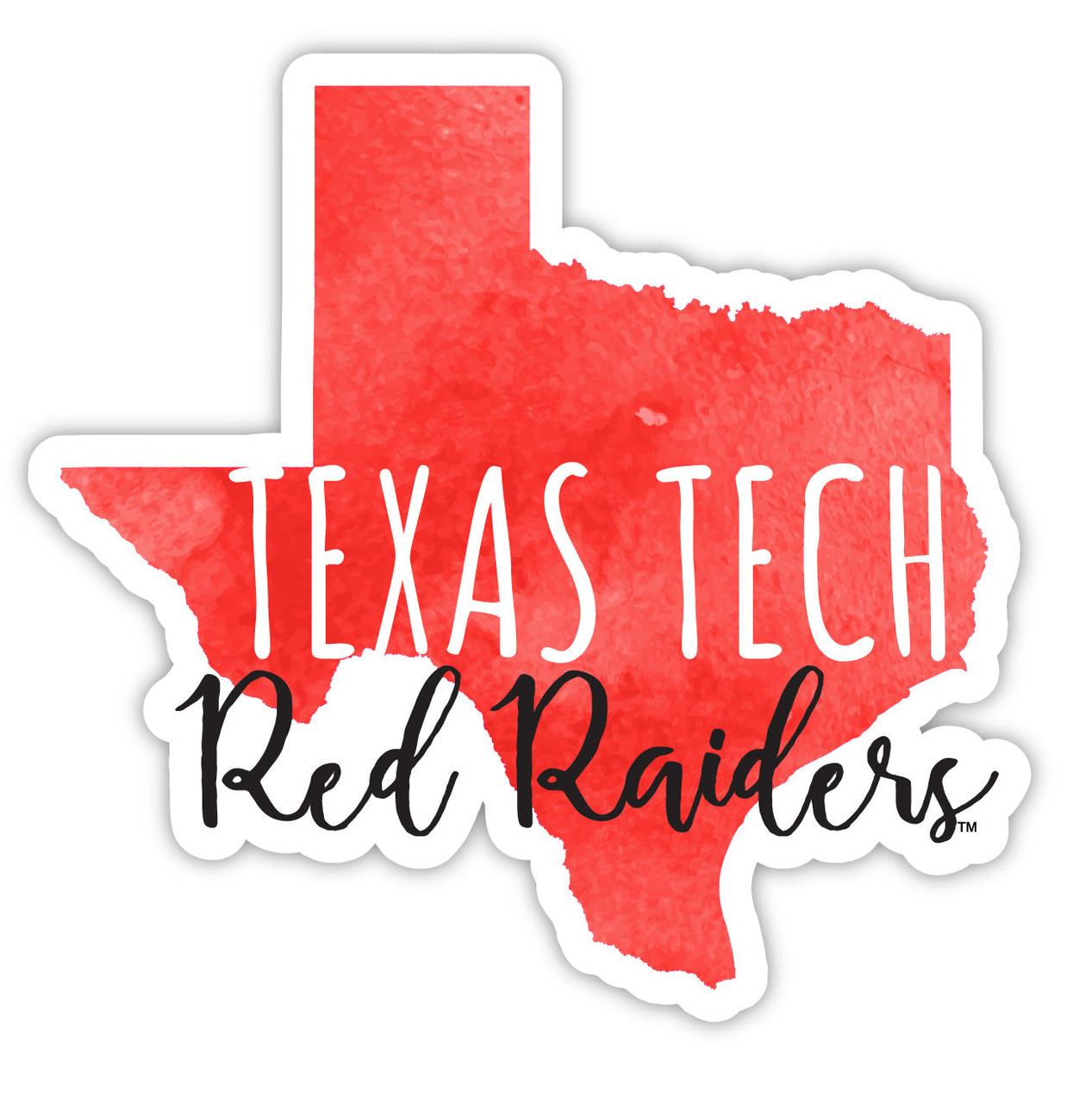 Texas Tech Red Raiders Watercolor State Die Cut Decal 4-Inch