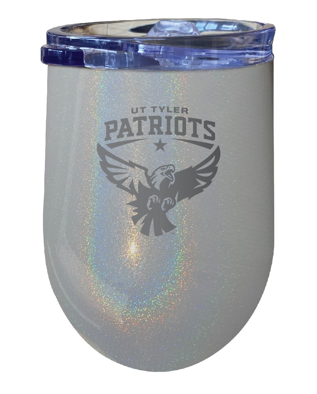 University of Texas at Tyler 12 oz Laser Etched Insulated Wine Stainless Steel Tumbler Rainbow Glitter Grey