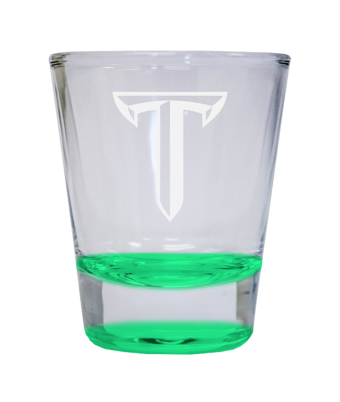 Troy University Etched Round Shot Glass 2 oz Green