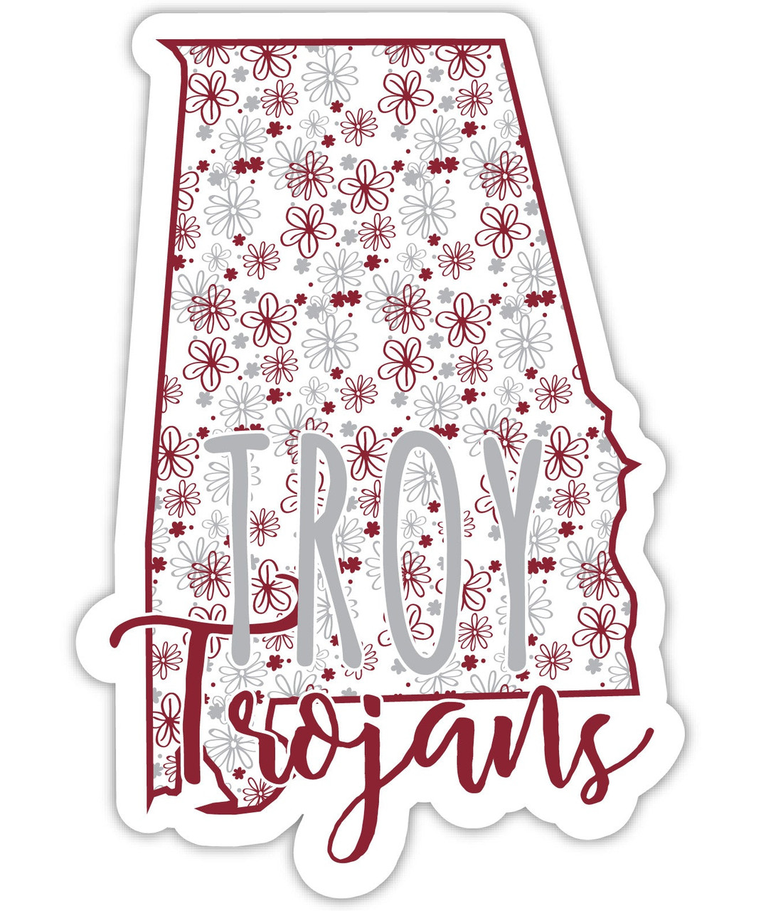 Troy University Floral State Die Cut Decal 2-Inch
