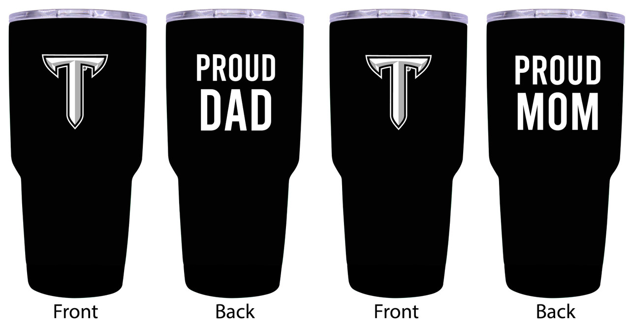 Troy University Proud Mom and Dad 24 oz Insulated Stainless Steel Tumblers 2 Pack Black.