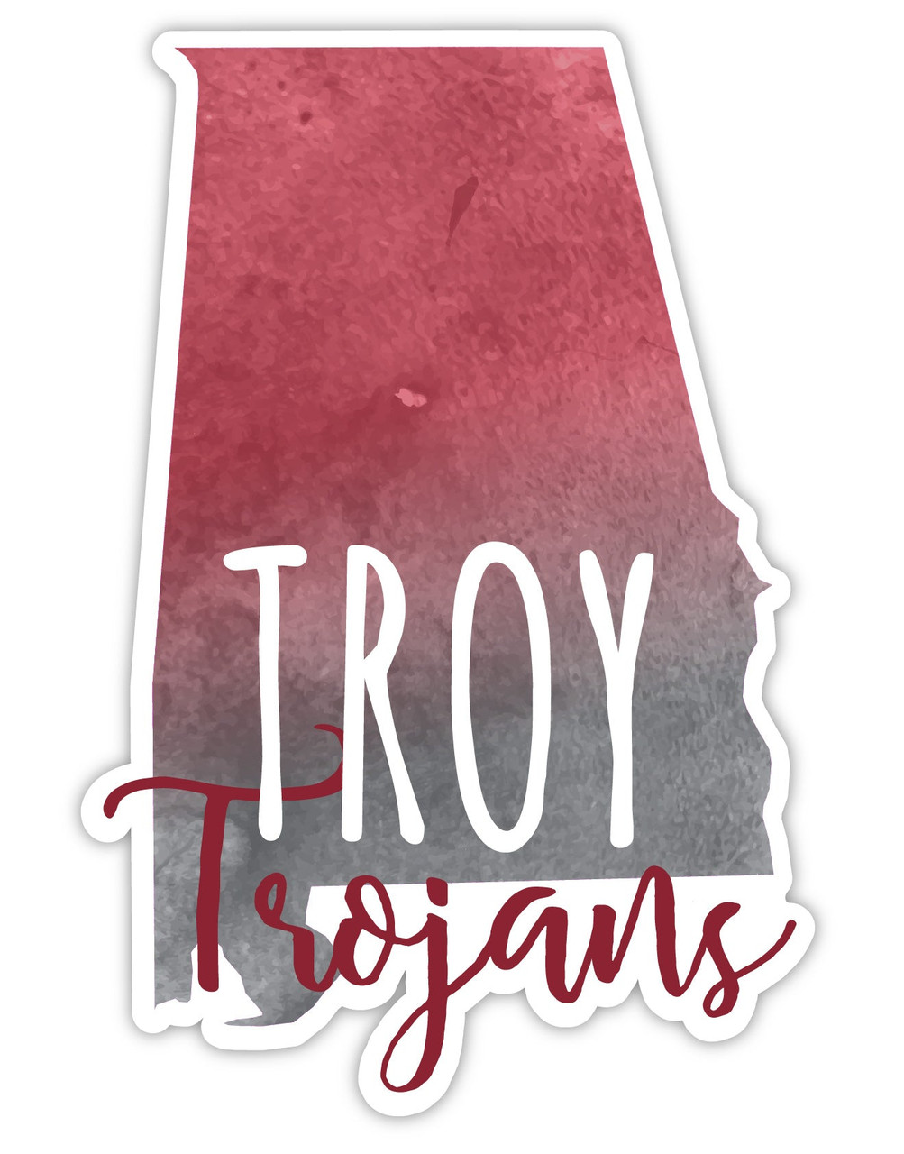 Troy University Watercolor State Die Cut Decal 4-Inch