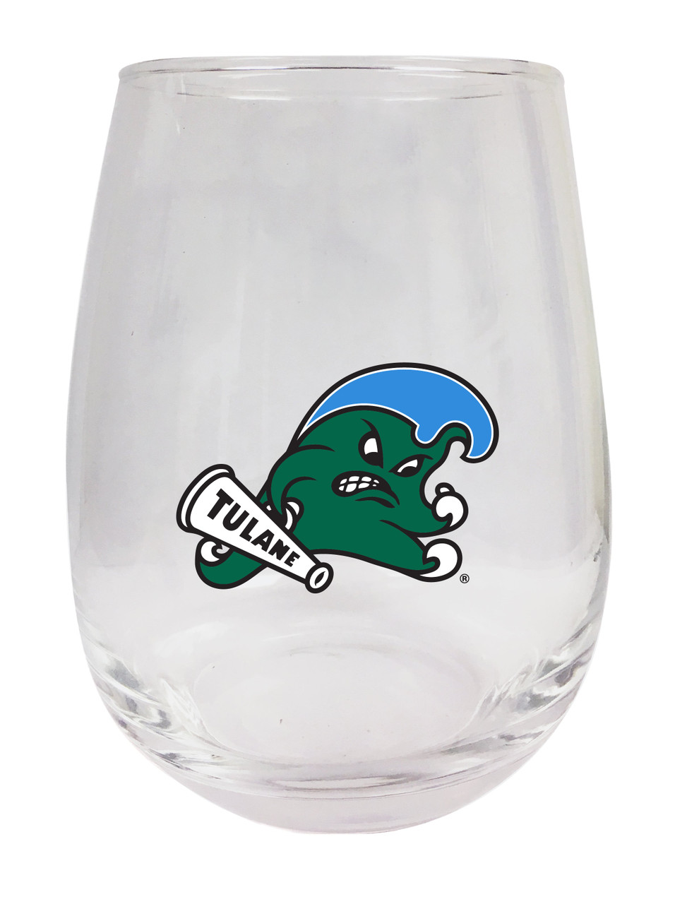 Tulane University Green Wave 9 oz Stemless Wine Glass