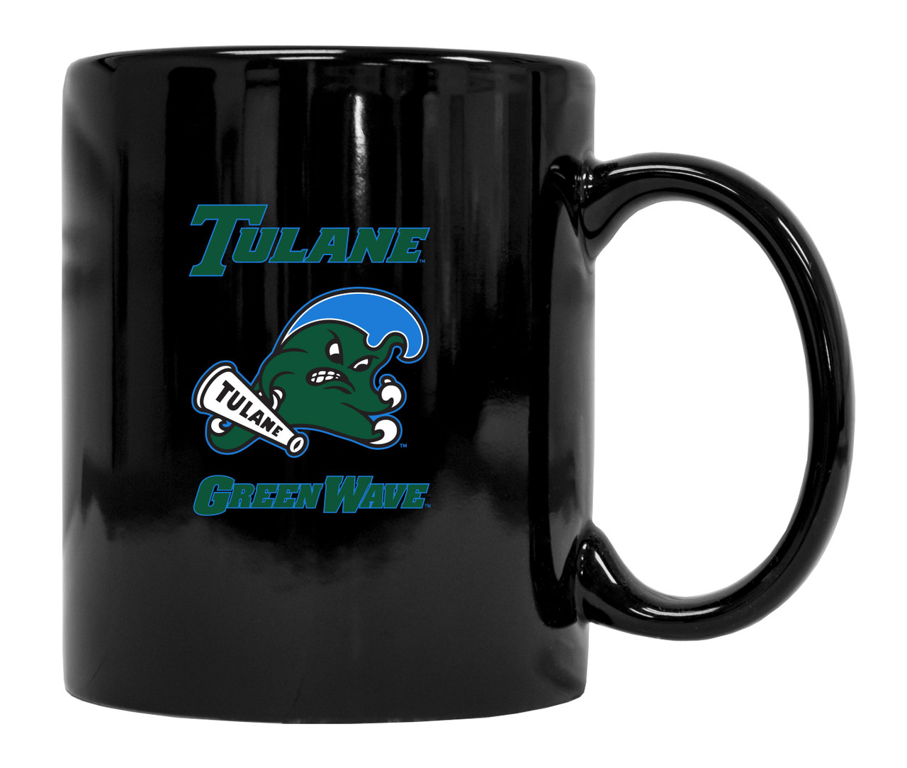 Tulane University Green Wave Black Ceramic Mug (Black).