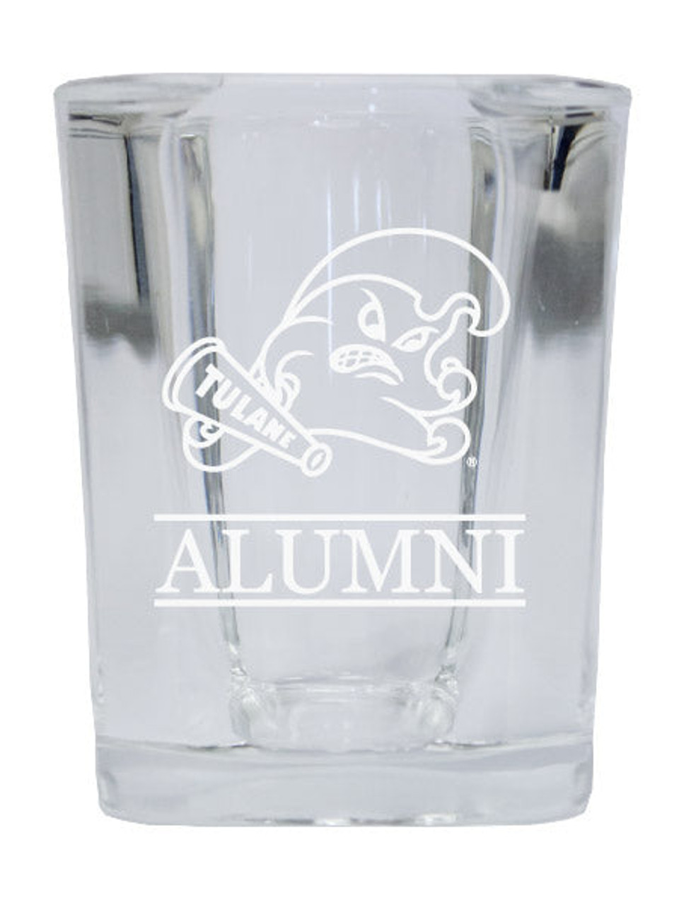 Tulane University Green Wave College Alumni 2 Ounce Square Shot Glass laser etched