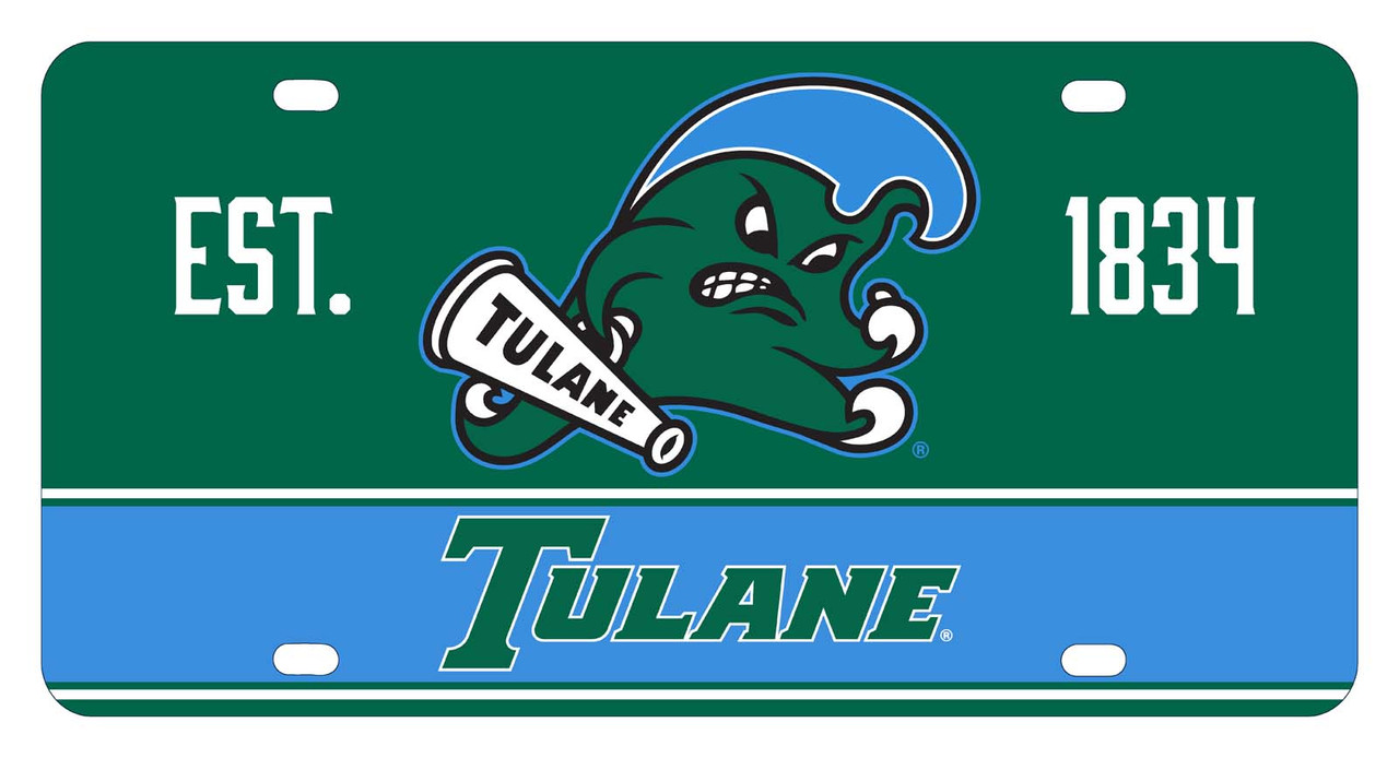 Tulane University Green Wave Metal License Plate