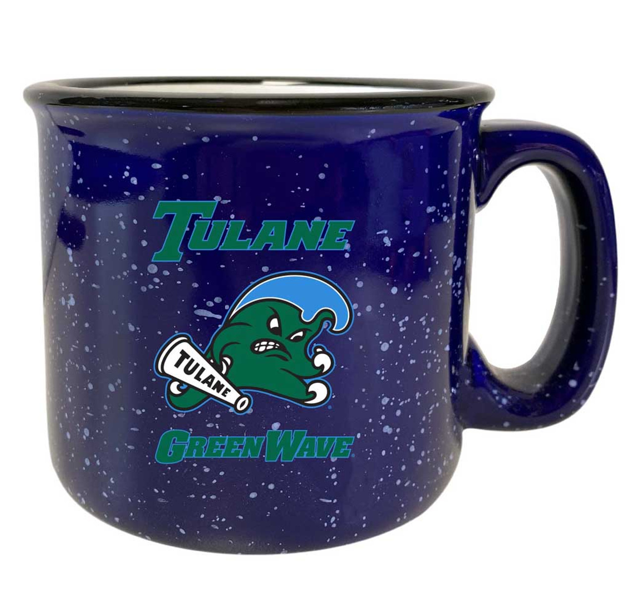 Tulane University Green Wave Speckled Ceramic Camper Coffee Mug (Choose Your Color).