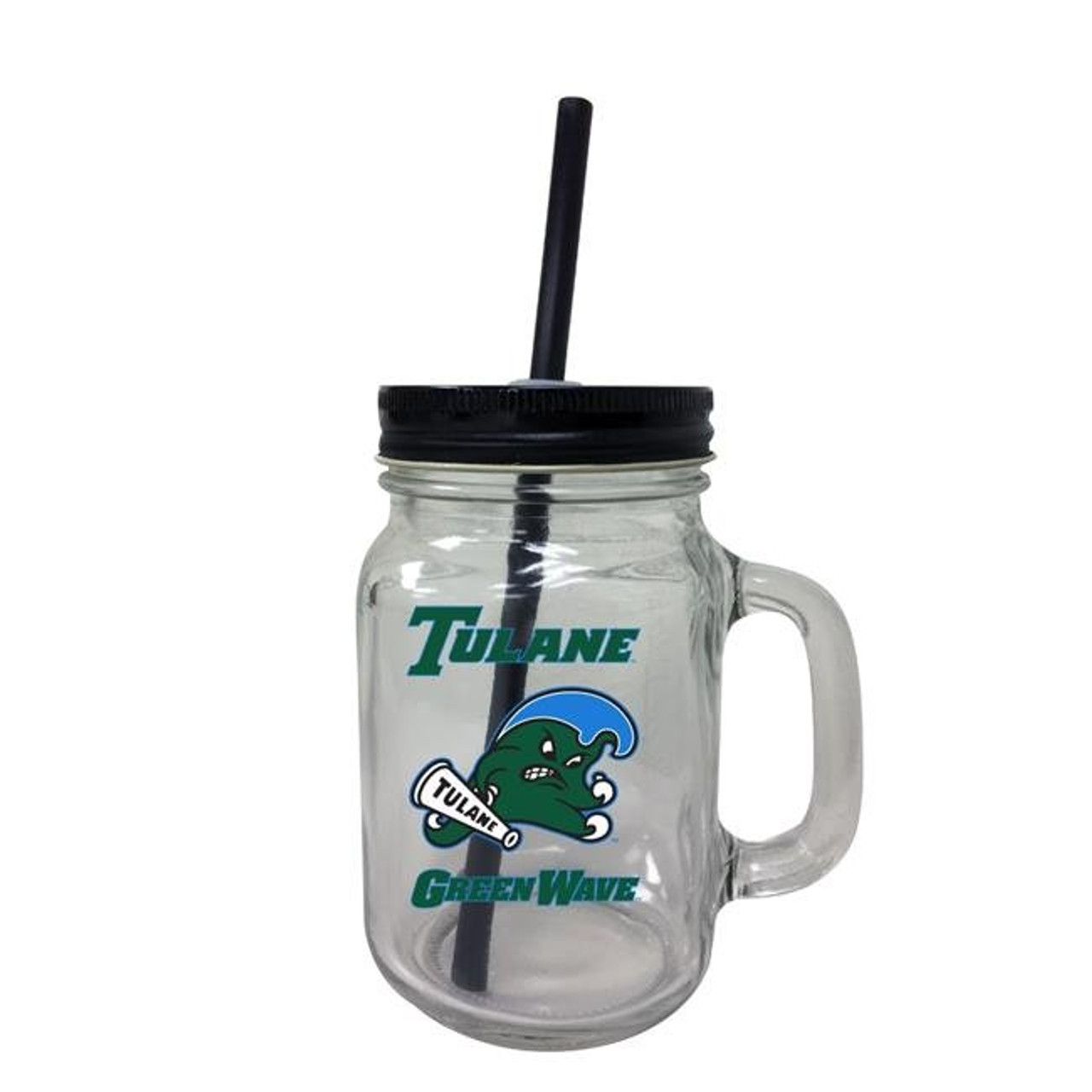 Tulane University Mason Jar Glass