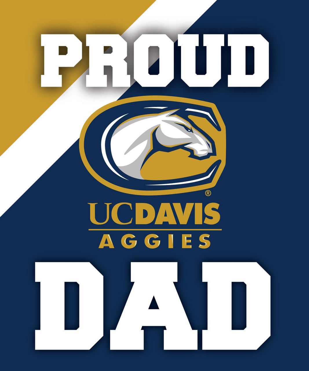 UC Davis Aggies NCAA Collegiate 5x6 Inch Rectangle Stripe Proud Dad Decal Sticker
