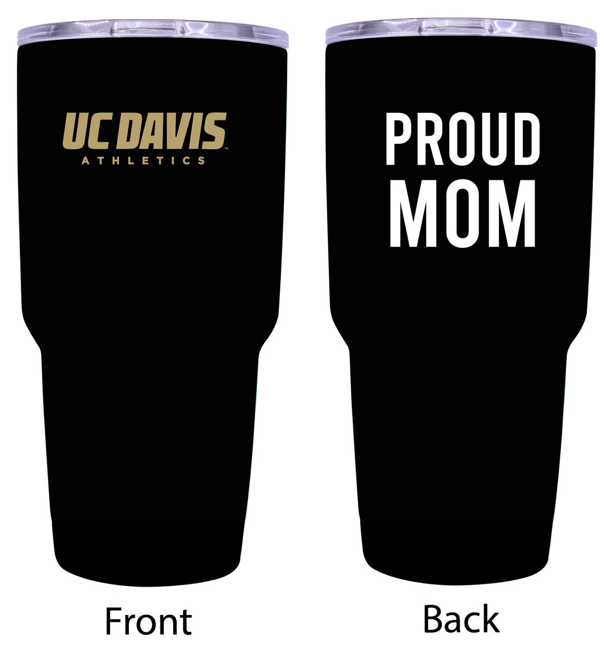 UC Davis Aggies Proud Mom 24 oz Insulated Stainless Steel Tumblers Black.