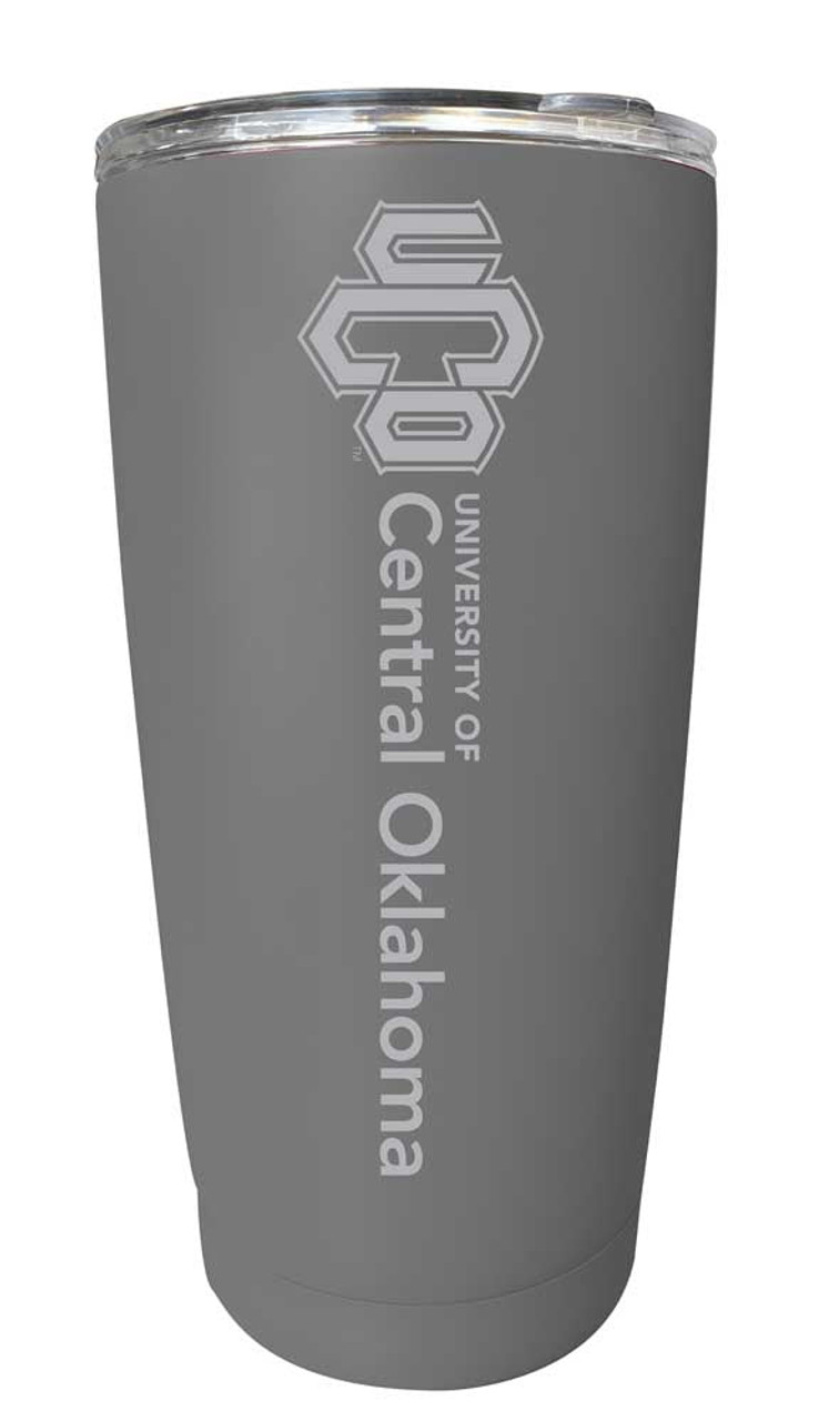 University of Central Oklahoma Bronchos Etched 16 oz Stainless Steel Tumbler (Gray)