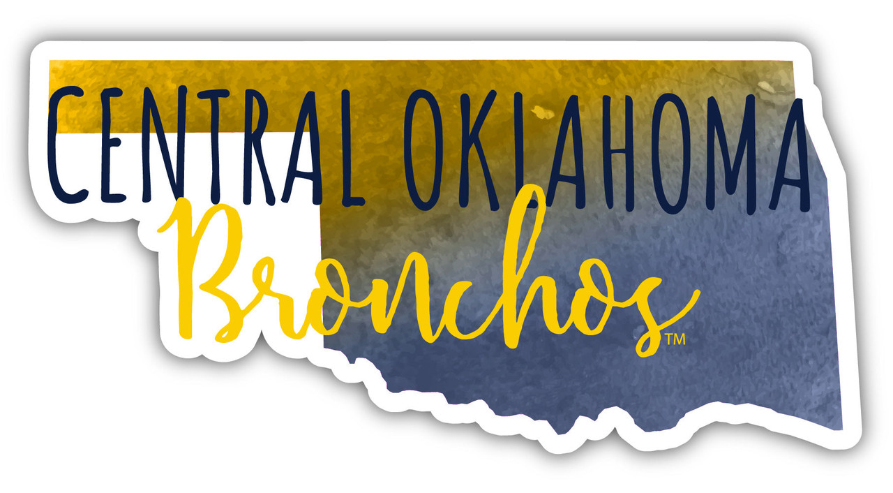 University of Central Oklahoma Bronchos Watercolor State Die Cut Decal 2-Inch