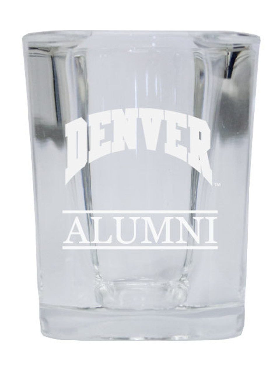 University of Denver Pioneers College Alumni 2 Ounce Square Shot Glass laser etched