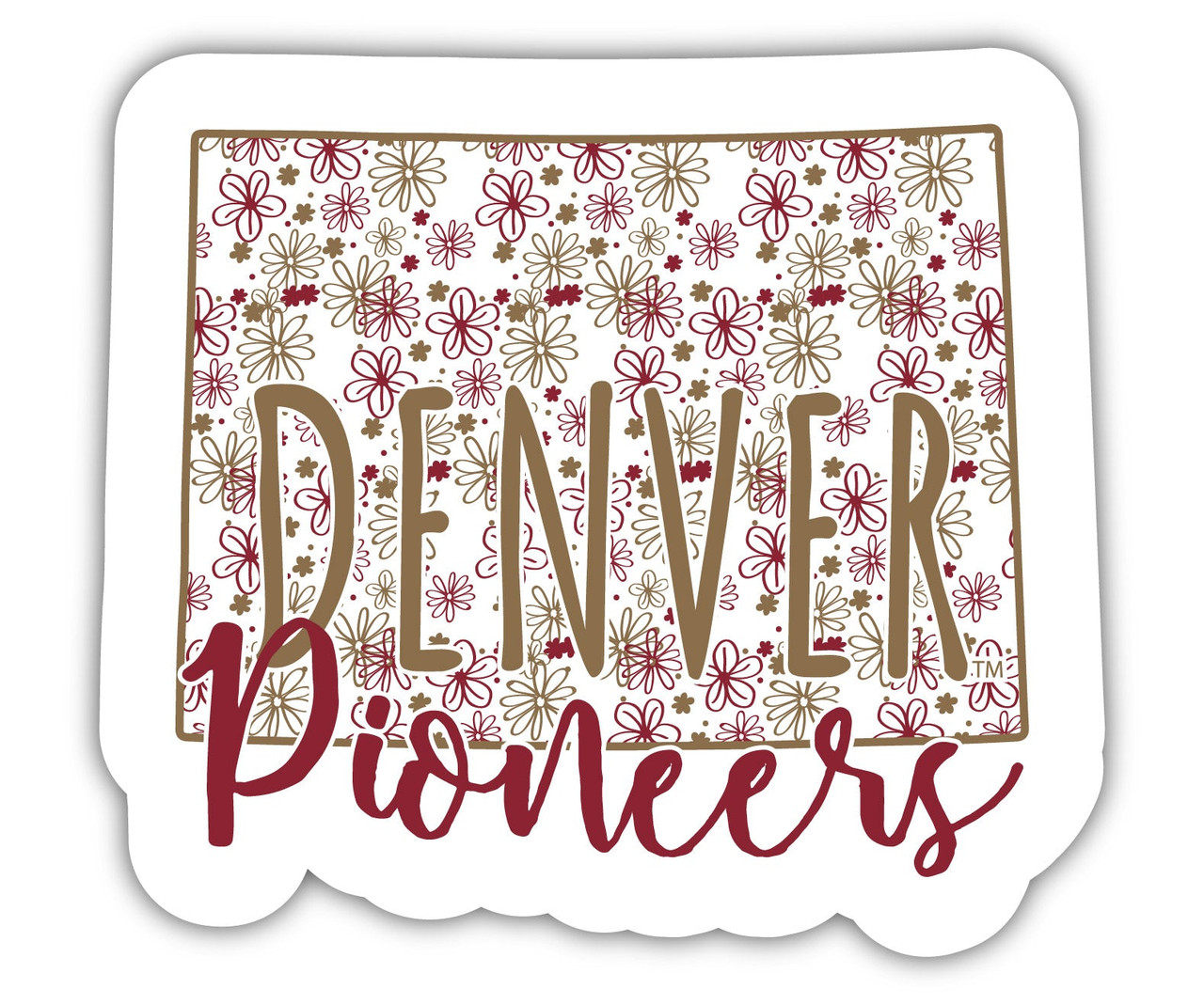 University of Denver Pioneers Floral State Die Cut Decal 2-Inch