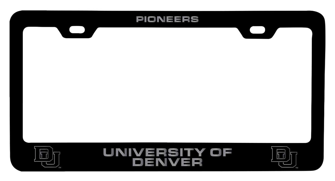 University of Denver Pioneers Laser Engraved Metal License Plate Frame Choose Your Color