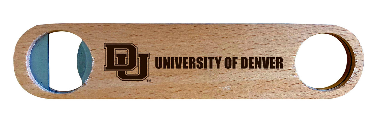 University of Denver Pioneers Laser Etched Wooden Bottle Opener College Logo Design