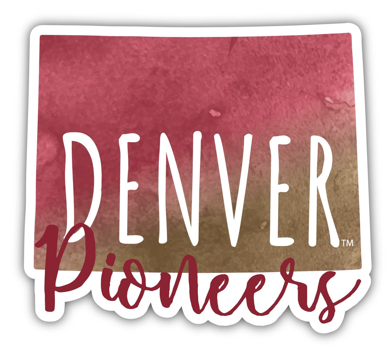 University of Denver Pioneers Watercolor State Die Cut Decal 4-Inch