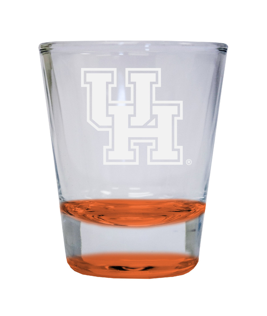 University of Houston Etched Round Shot Glass 2 oz Orange