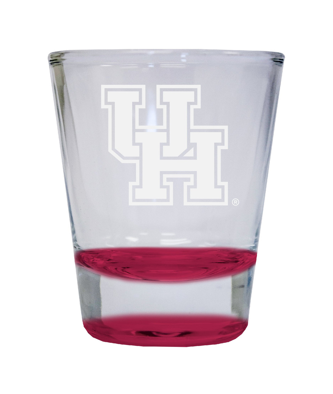 University of Houston Etched Round Shot Glass 2 oz Red