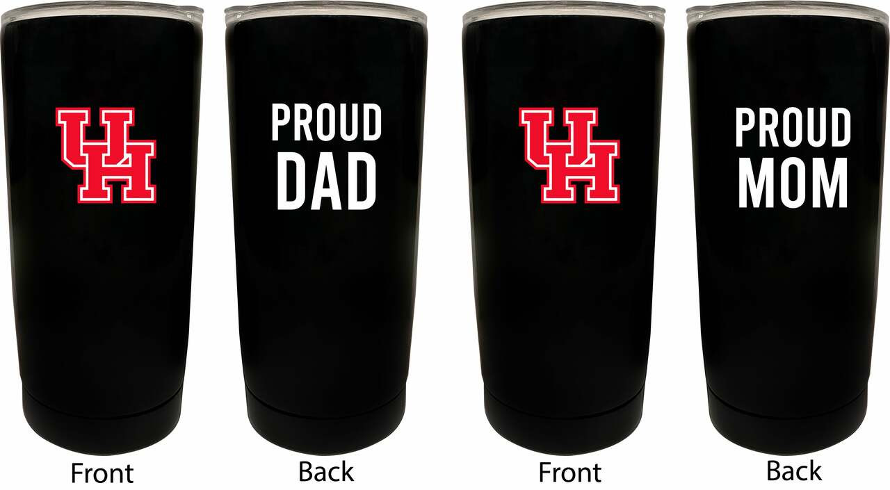 University of Houston Proud Mom and Dad 16 oz Insulated Stainless Steel Tumblers 2 Pack Black.
