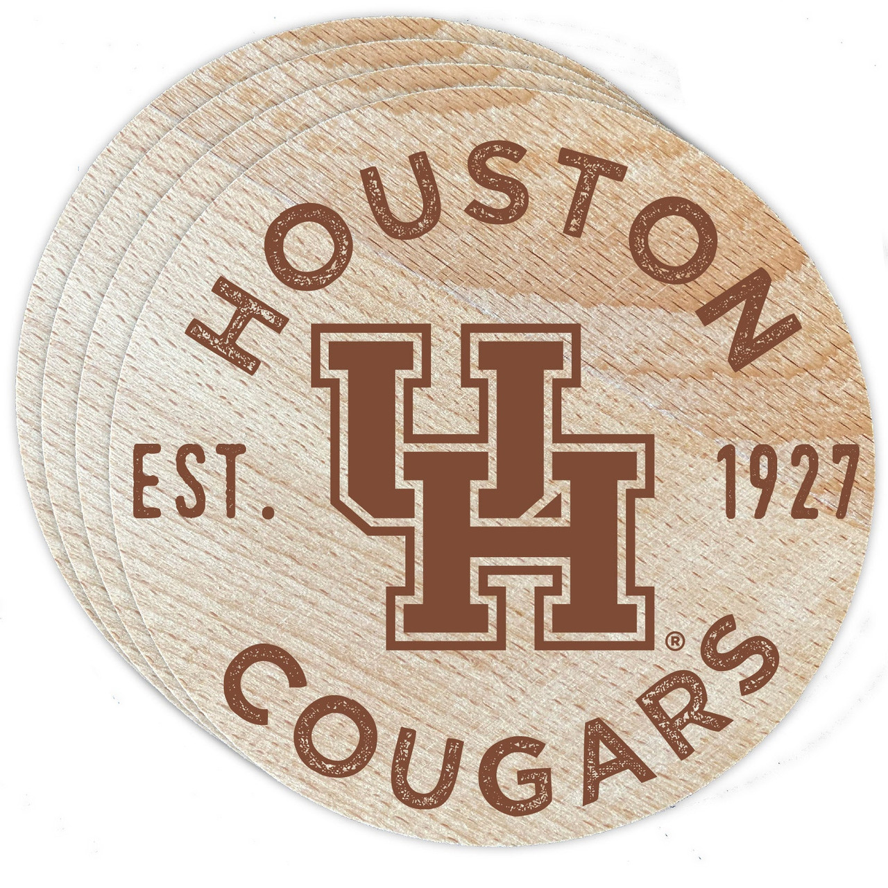 University of Houston Wood Coaster Engraved 4 Pack