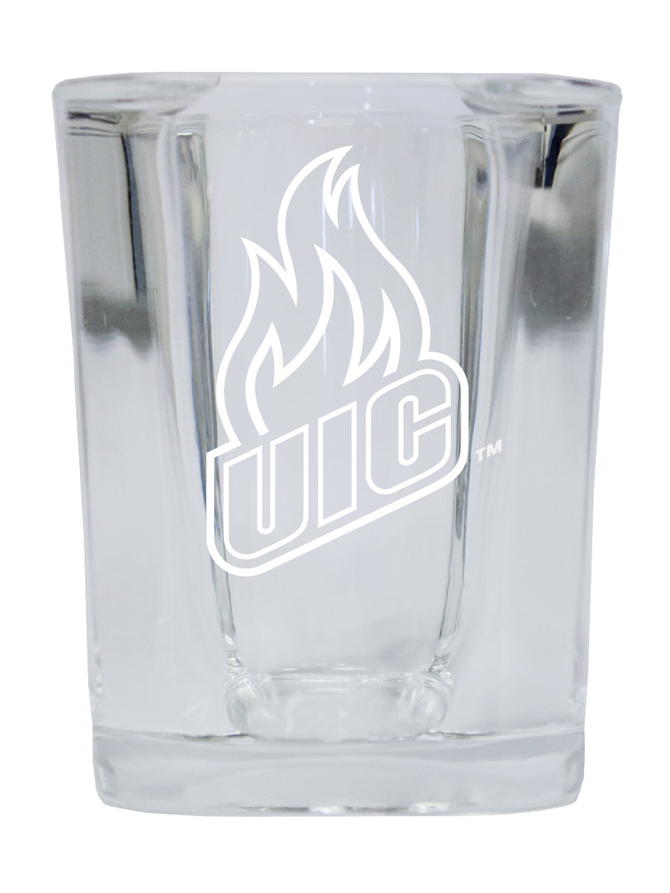 University of Illinois at Chicago 2 Ounce Square Shot Glass laser etched logo Design