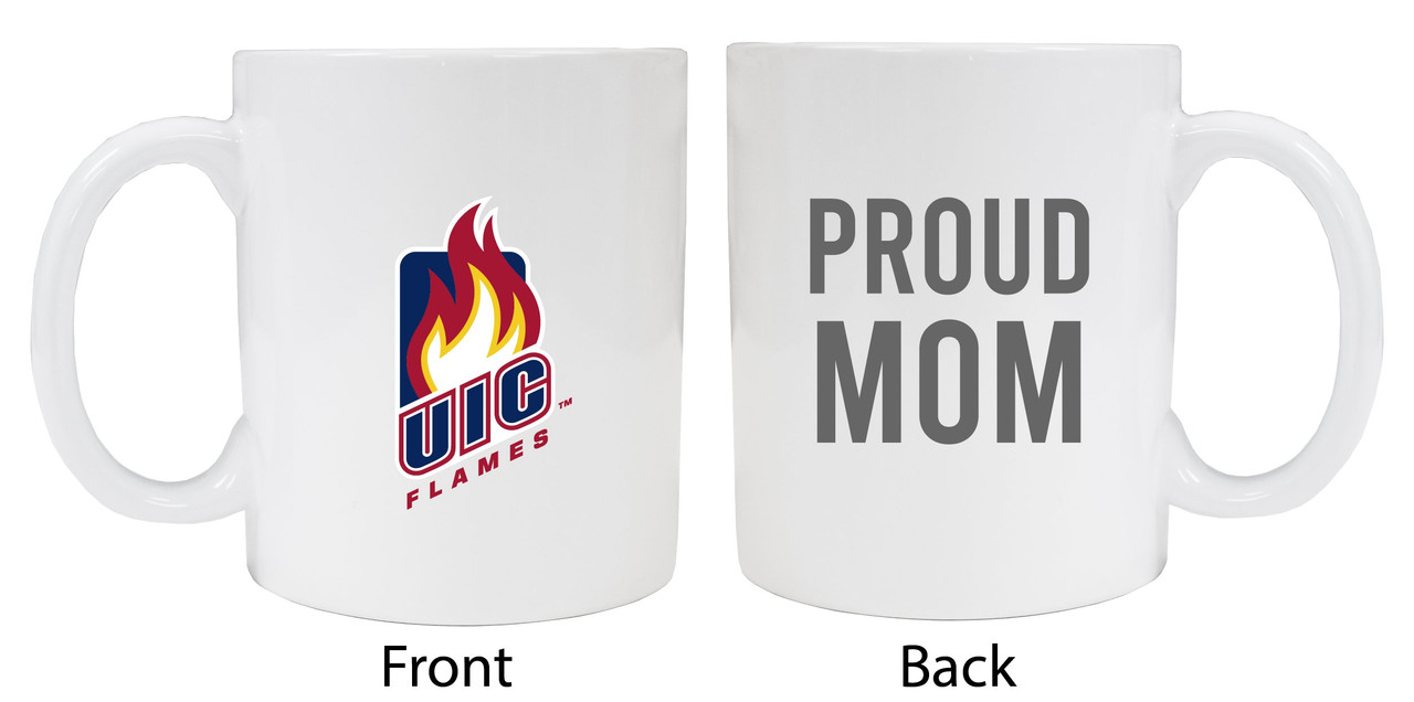 University of Illinois at Chicago Proud Mom White Ceramic Coffee Mug (White).