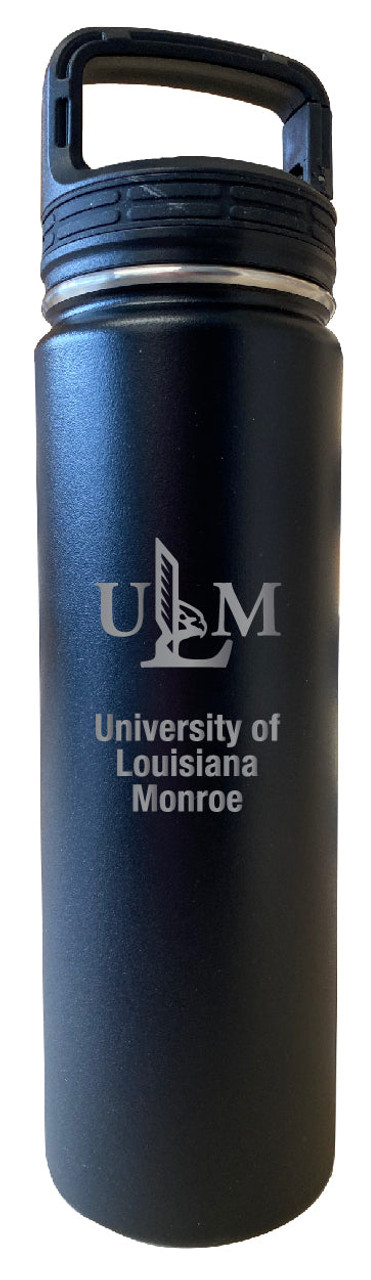 University of Louisiana Monroe 32 oz Engraved Insulated Double Wall Stainless Steel Water Bottle Tumbler (Black)