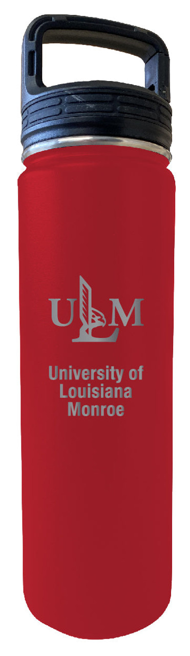 University of Louisiana Monroe 32 oz Engraved Insulated Double Wall Stainless Steel Water Bottle Tumbler (Red)