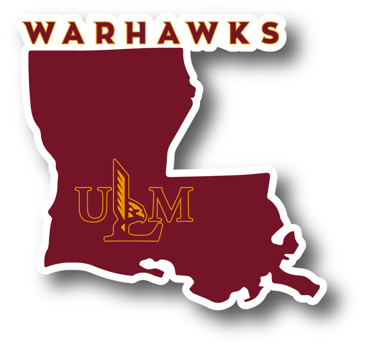 University of Louisiana Monroe 4 Inch State Shape Vinyl Decal Sticker