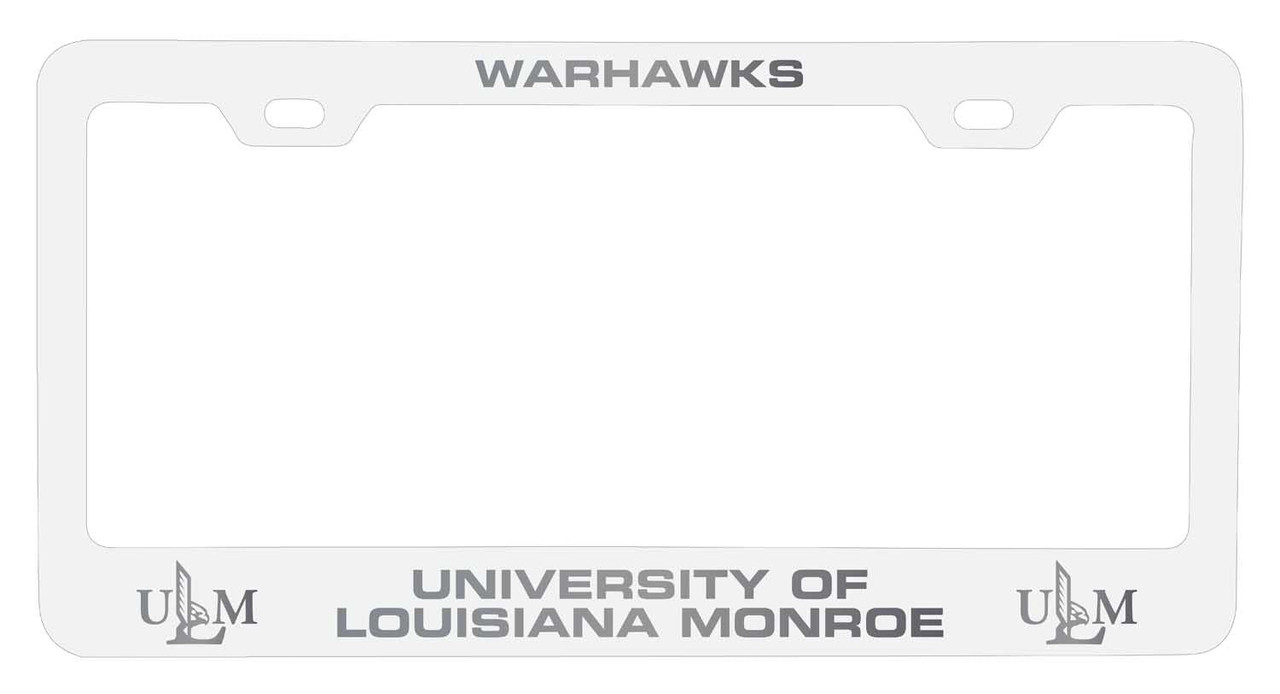 University of Louisiana Monroe Etched Metal License Plate Frame Choose Your Color