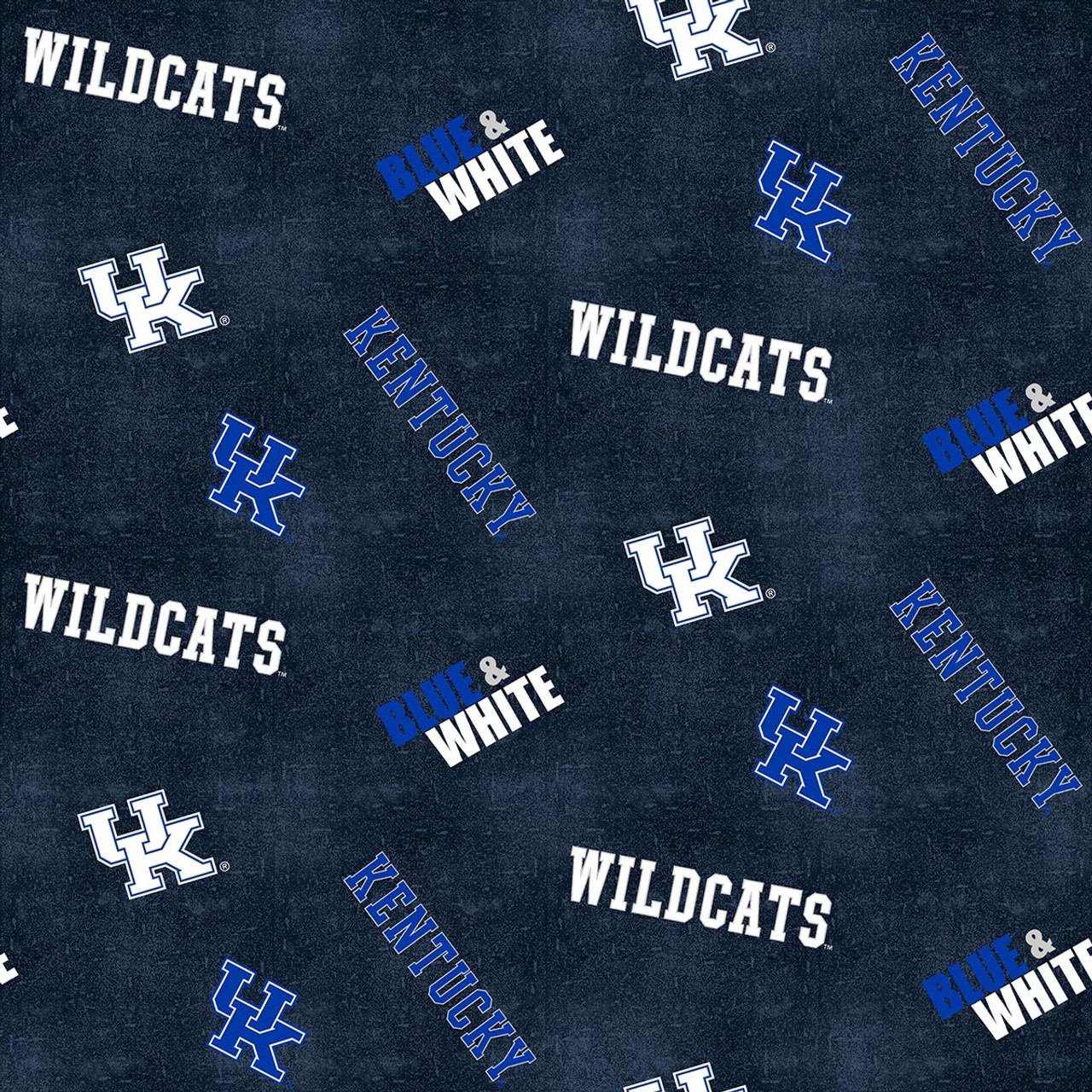 University of Kentucky Wildcats Flannel Fabric with Distressed Logo Print