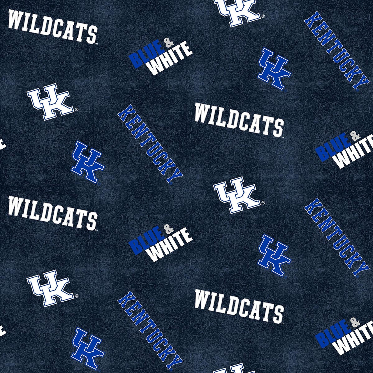 University of Kentucky Wildcats Flannel Fabric with Distressed Logo Print