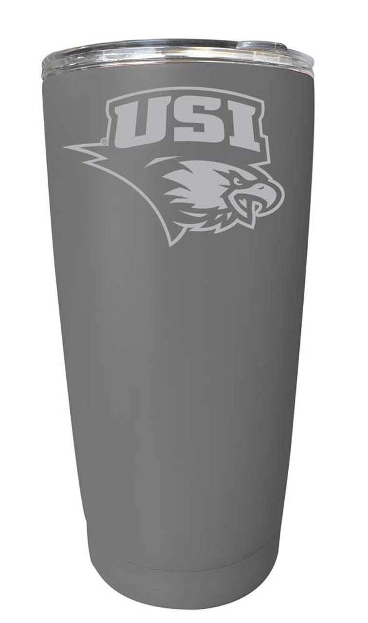 University of Southern Indiana Etched 16 oz Stainless Steel Tumbler (Gray)